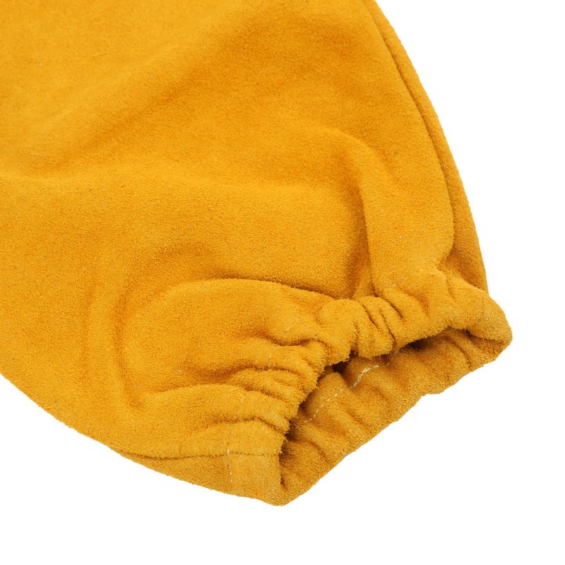 Pair Welding Sleeve Cowhide Wearproof Heat Resistant Golden Yellow for
