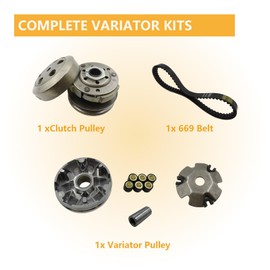 KRGUOD GY6 50cc Performance Clutch Set（with 669 belt）, Fit for GY6 50cc 60cc 80cc 4-Stroke 139QMB Engine Taotao Scooter, include Clutch Assembly and Variator Assembly.