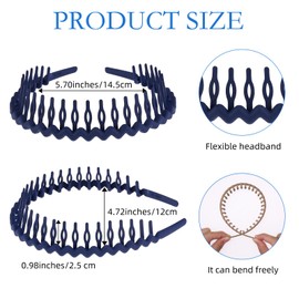 WLLHYF 6 Pieces Shark Tooth Hair Comb Headbands for Girls Women Plastic Wave Shape Headbands Non-slip U Shaped Colorful Shark Tooth Hair Bands Hair Styling Accessories