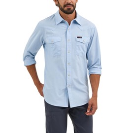 ATG by Wrangler Men's Western Drover Button-Down Shirt, Cerulean