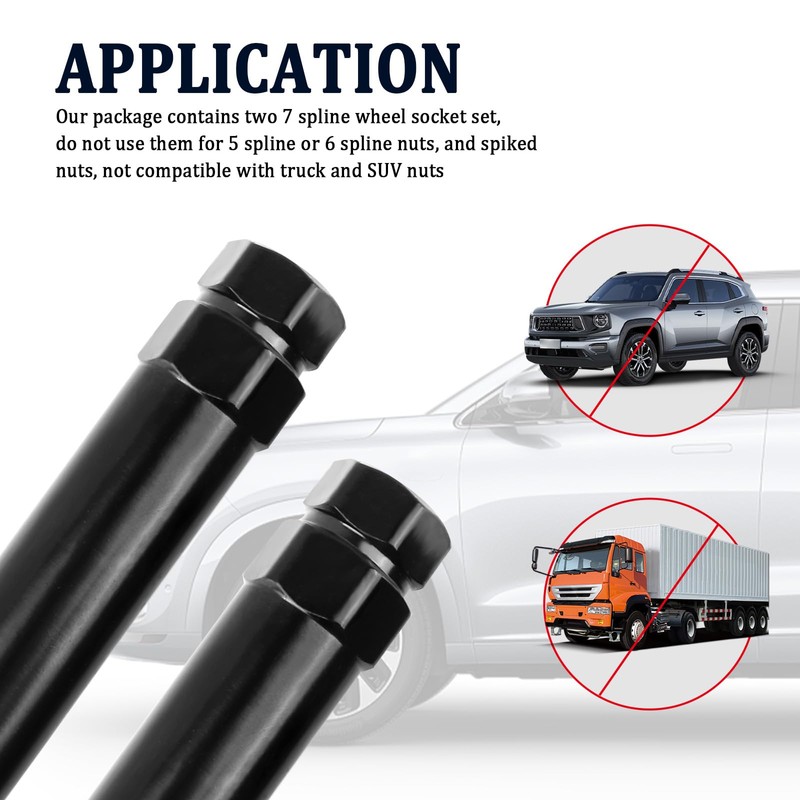 2PCS Lug Nut Socket Set,7 Spline Wheel Lock Removal Kit