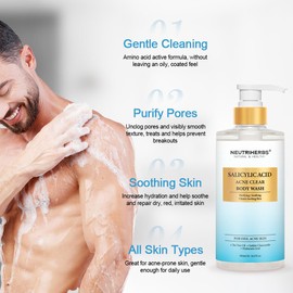 Neutriherbs Acne Body Wash, Anti Acne/Prone Skin Shower Gel For Women And Men, Daily Shower Soap With Salicylic Acid - Grapefruit Scent 16.9 Fl.Oz