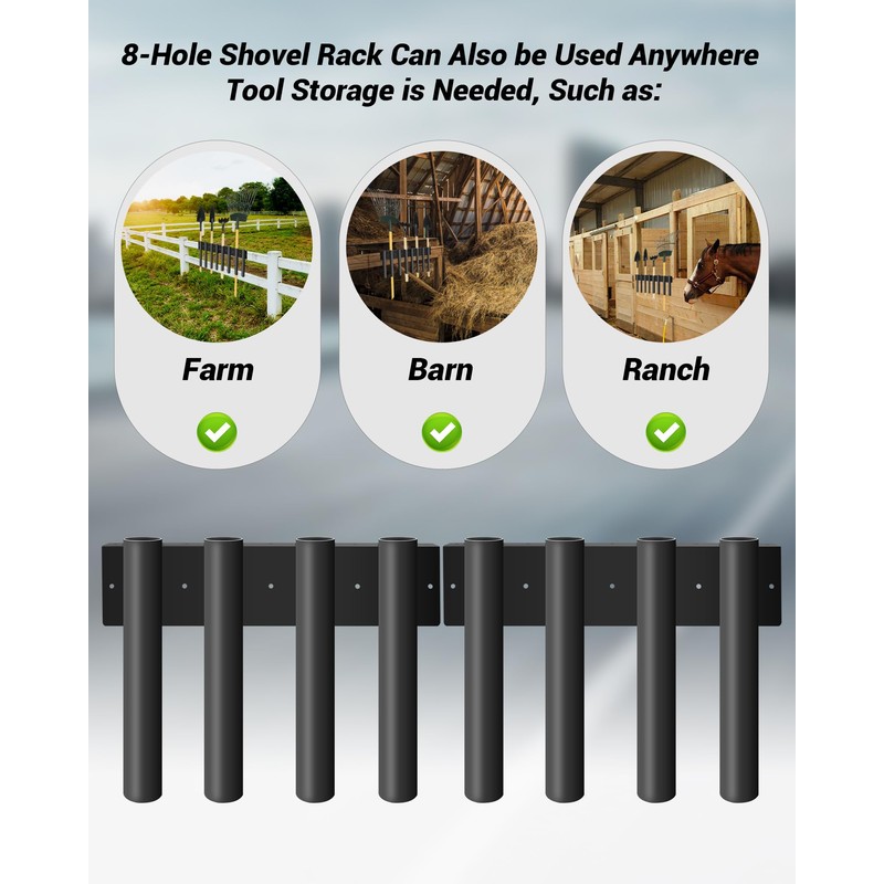 Tofcbye 8-Hole Shovel Holder for Truck, Heavy Duty Trailer Tool