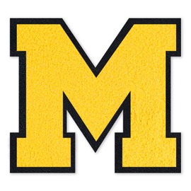 QianSiLi 4.5 Inch Chenille Iron On Letters for Clothes Varsity Letter Patches Embroidered Patch Iron On Patches for Clothing Jacket/Hoodie/Varsity (Yellow,M)