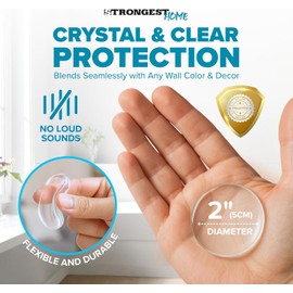 STRONGEST HOME Door Stoppers (Medium) 2" - Door Stop for Wall with Strong Back Adhesive - Quiet and Shock Absorbent Silicone Wall Protectors from Door Knobs - Protects Every Surface - (Clear | 14 PCS)
