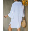 AI'MAGE Women Deep V Neck Cover Up Casual Cotton Linen