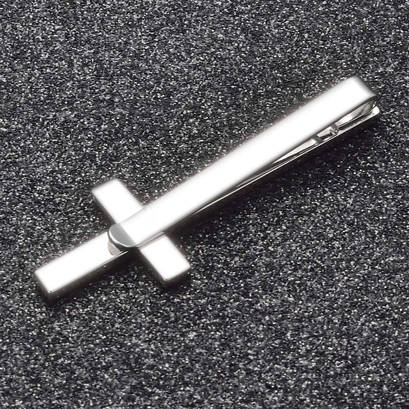 Asienice Classic Cross Tie Clip Silver Tie Clip in the