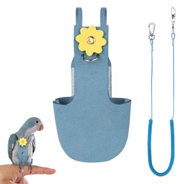 CAIRIAC Parrot Clothes, Parrot Diaper Bird Flight Suit, Bird Diaper Harness, Adjustable Parrot Diaper, Washable Bird Diaperk, Bird Parrot Diaper with Elastic Training Rope (Lake Blue, 1PCS)