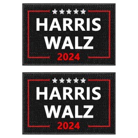 2 Pack Harris Walz 2024 Kamala Harris Tim Walz Waltz for President VP Patch Embroidery Military Hook Fastener Patch for Caps Bags Vests Military Uniforms