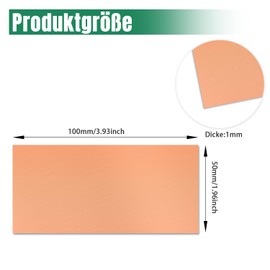 Uxney Copper Sheet, Copper Plate 50 mm x 100 mm x 1 mm, 99.9% Pure Copper Plate for DIY, Jewellery, Electrics, Repair, Industry (Pack of 2)