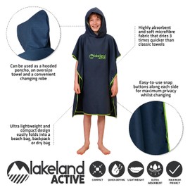 Lakeland Active Patterdale Hooded Changing Poncho Towel - Navy Blue - Child (Age 5-10)