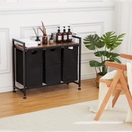 GarveeHome Laundry Hamper Laundry Basket Laundry Sorter with Shelf 3 Organizers Pull-Out and Removable Bags, Dirty Clothes Hamper for Laundry Room Bathroom Bedroom and Dorm, 3 x 11.5 Gal