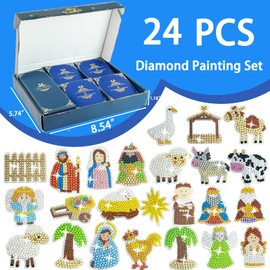 Nativity Sence Diamond Painting Advent Calendar 2025,24pcs Nativity Diamond Art Keychains,Christmas Countdown Calendar DIY Crafts,Christian Religious Gifts