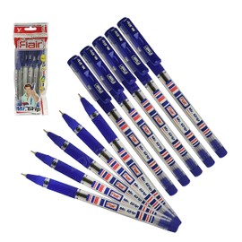 Flair 10 x 0.7mm Mr Grip BLUE Ballpoint Pens Rubber Grip Smoothness Guaranteed