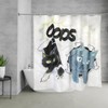 TOKYO ART Funny “Oops” Cat Shower Curtain – Quirky Cartoon