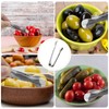 6 Pieces Long Handle Pickle Fork Olive Spoon with Drain