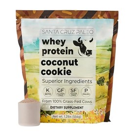 Santa Cruz Paleo Whey Protein Powder, Coconut Cookie, 20 G Grass Fed Whey Protein Isolate Per Serving, Gluten Free, Paleo & Keto Friendly, No Sugar Added, Protein Shake Mix, 20 Servings, 1.2 lb Bag