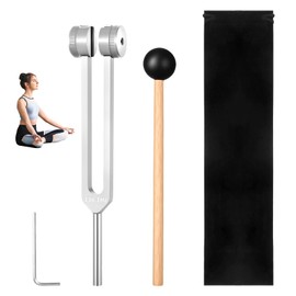 Tuning Fork 136.1 Hz Professional Tuning Fork Therapy Sound Therapy Frequency Therapy 21.5 cm / 8.5 in Aluminium Alloy Chakra with Wooden Hammer Silver Bag for Sound Massage and Physiotherapy