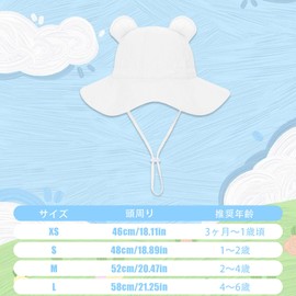 Umeloeo Baby Hat, Children's Sun Hat, Cute, Ears, Wide Brim, UV Protection, Baby Hat, Kids, Sunscreen, UV Protection, Spring and Summer, Boys, Girls, Newborn, Baby Shower, Shrine Visit, 3 Months to 6