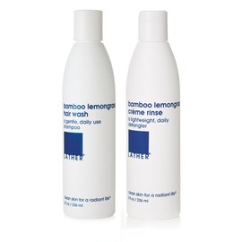 LATHER Bamboo Lemongrass Hair Wash and Crème Rinse Duo, 8 Oz Bottles - Gentle, Daily Moisturizing Shampoo Revitalizes Hair with Bamboo Stem Extract,
