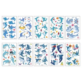 Laroal Tattoos Hai Temporäre Tattoo 10 Blätter Tattoo für Jungen Mädchen Geburtstag Party Gastgeschenke Taschen Füllstoffe