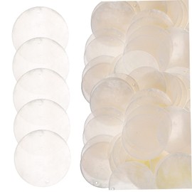 Garneck Pack of 50 Round Natural Shell Discs with Holes for DIY Craft Projects Jewellery Making and Wind Chimes Durable Hanging Decoration, sleeve, No Gemstone