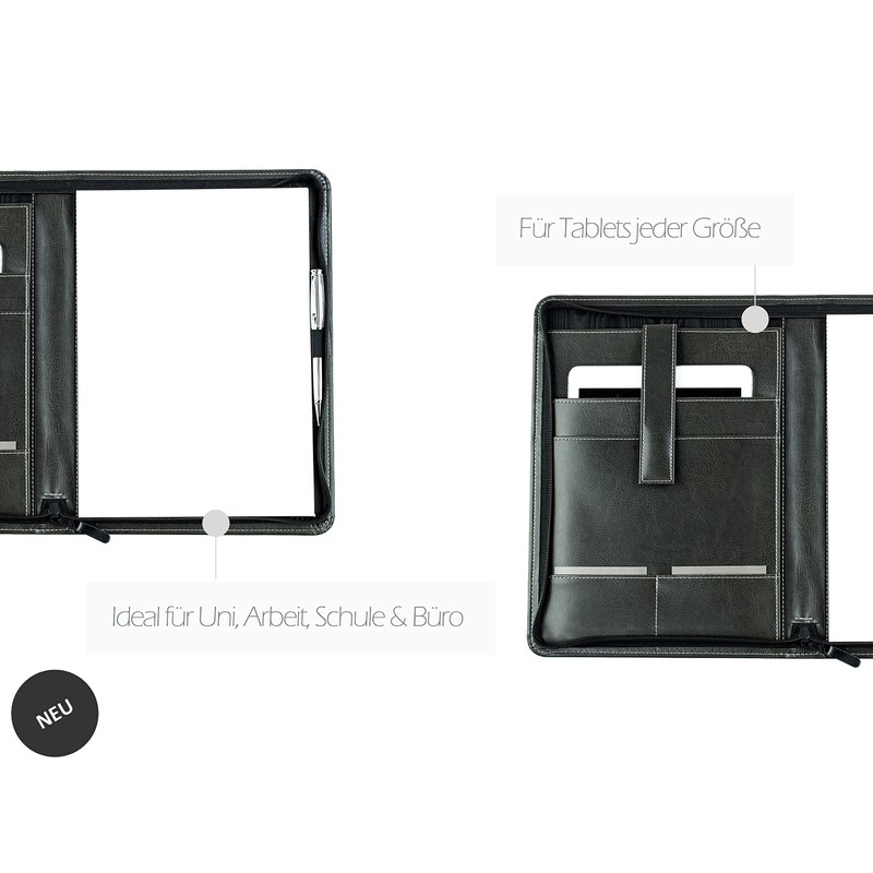 DELMON VARONE Tablet Writing Case with Zip Including Notepad DIN