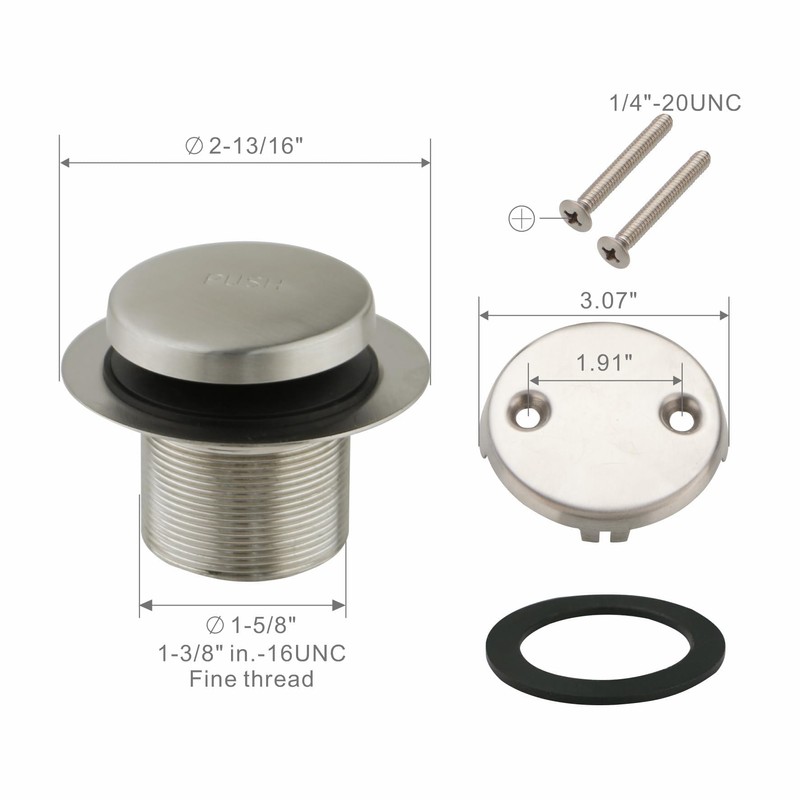 Tubular Bath Tub Drain Kit 1-1/2" with Brushed Tip-Toe Bathtub