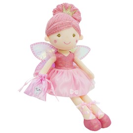 June Garden 17" Tooth Fairy Doll Anastasia - Plush Stuffed Soft Doll Girl Gift - Pink Outfit and Wings