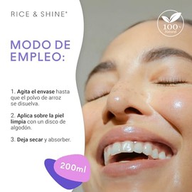 RICE & SHINE | Agua de Arroz Hidratante Facial | Skin Care con Aceite de Germen de Arroz con 60% más Vitamina E que el Aceite de Argán - Repara, Hidrata y Revitaliza la Piel