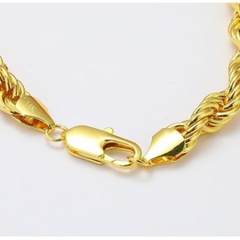 Hrglen 14K Solid Yellow Gold Rope Chain with Diamond Cut Design, Available in 1.5mm to 4.2mm, 16-30 Inches, Gift for Men & Women (1.5mm, 18inch)