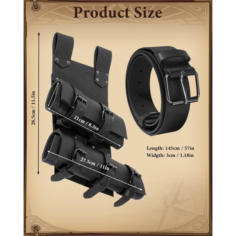 Medieval Double Sword Frog Holder Sheath Holster with Belt Retro
