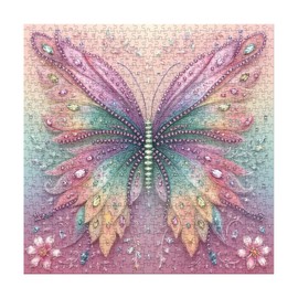 Crystal Butterfly Puzzles for Adults 1000 Pieces, Beautiful Jewels of The Fluttering Wings Jigsaw Puzzle, Colorful Wings Flower Puzzles as Home Decor