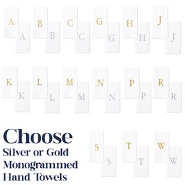 AH AMERICAN HOMESTEAD Lettered Disposable Hand Towels - Monogrammed Paper Hand Towels for Wedding, Guest Bathroom & Kitchen - Disposable Decorative Monogram Napkins - Set of 25 - Silver Letter K