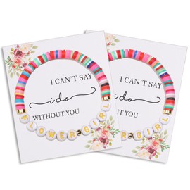 Miss Pink Flower G Proposal Bracelet Gifts for Her, Flower Gil Bracelets Gift from Bride Colorful Adjustable Bracelet set of 2 3 4 6 for Her Jewelry Bench Wedding Party Favor Gift (FG2)