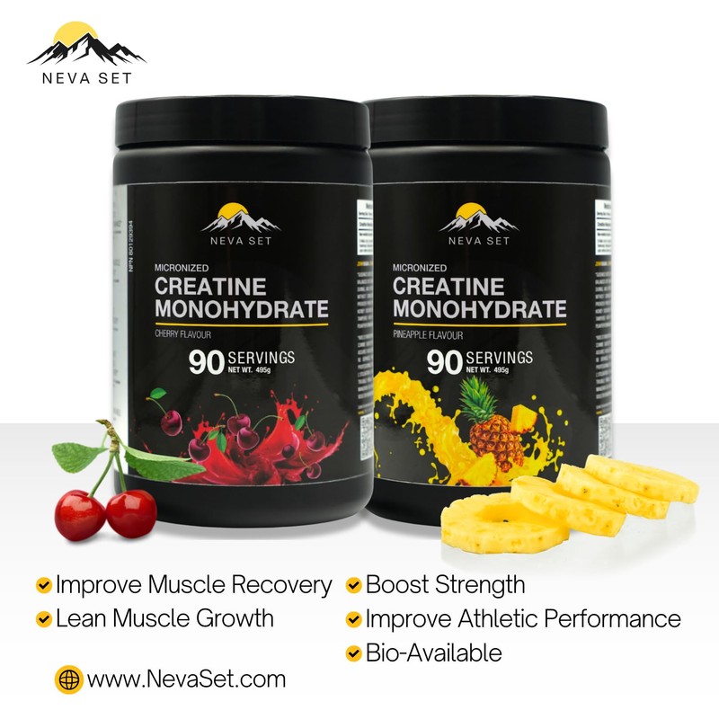 NevaSet Creatine Monohydrate, 3-Month Supply of 5000mg Cherry Flavor Neva