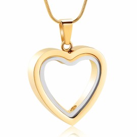 Minicremation Glass Heart Urn Necklace for Ashes for Women Men Stainless Steel Customized Cremation Jewelry Memorial Lockets for Ashes Keepsake Funeral Pendants
