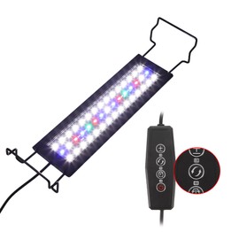 CAPASTEC Aquarium Light, LED Fish Tank Light, Aquarium Light with Timer, Aquarium Light for Plants, Adjustable Brightness, Fish Tank Light with Extendable Brackets, 11.81" L