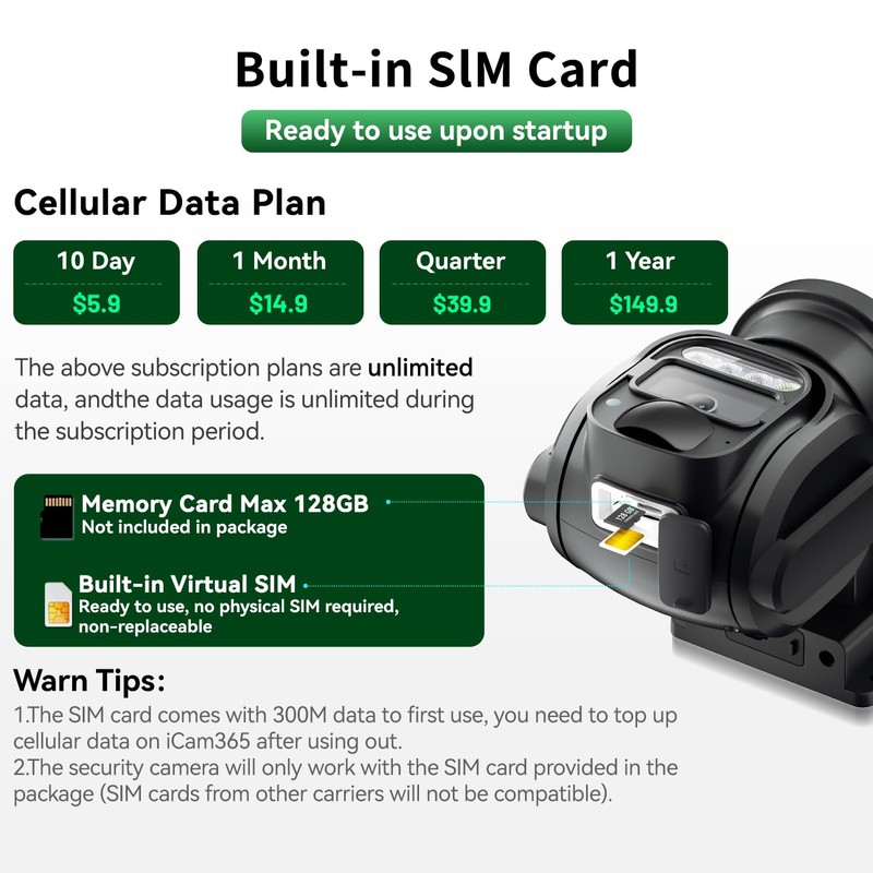 4G LTE Cellular Solar Powered Security Camera Wireless Outdoor, No