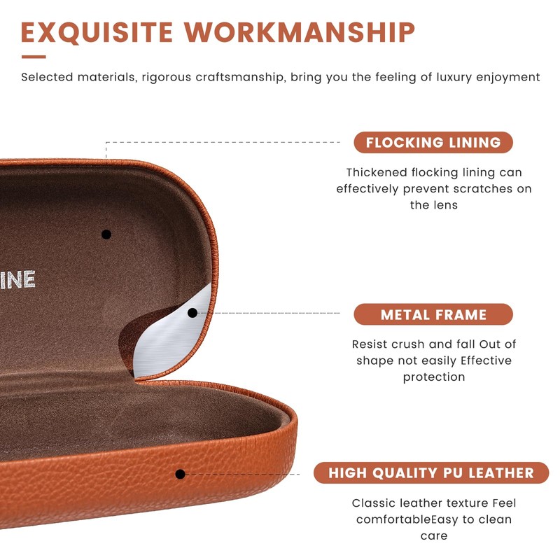 molshine Hard Shell Leather Sunglasses Case,Classic Large Glasses Case for