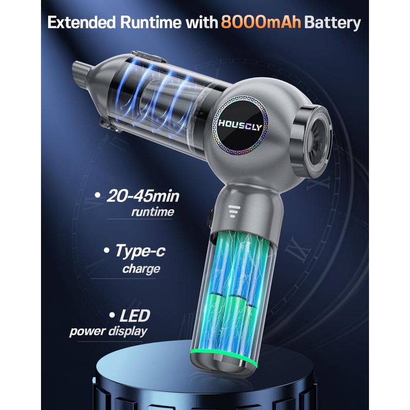 houscly Handheld Car Vacuum Portable Cordless 25000Pa High Power Small