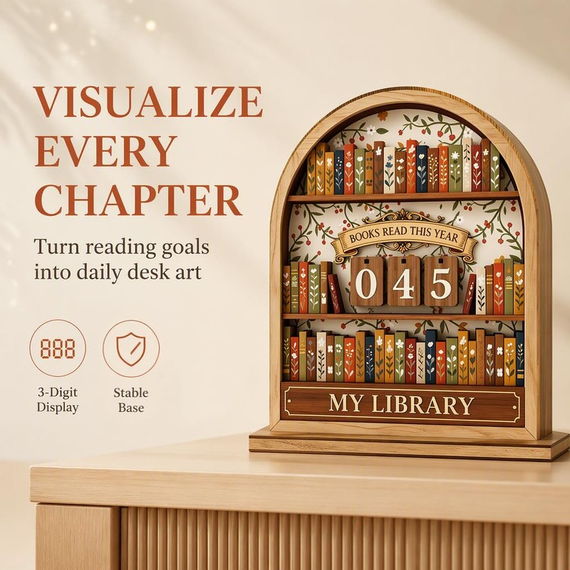 Books Read This Year Counter, 3D Book Reading Tracker Counter