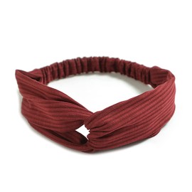 scicent Elastic Bands 1 Pack Headbands for Women's Hair Knotted Head Scarf for Women UK Sport Yoga Hairbands Girls Hair Accessories (Claret)