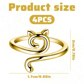 Qianeffort 4PCS Crochet Ring,Knitting Ring Adjustable,Metal Crochet Rings for Fingers UK for DIY Craft for Crocheting Mother Grandma Faster Knitting(Gold)