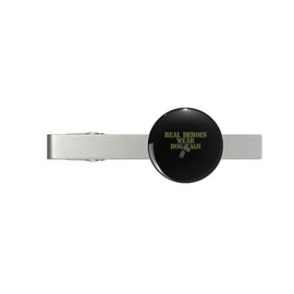Real Heroes Wear Dog Tags Silver Tie Clip Tie Bar Veteran Gift