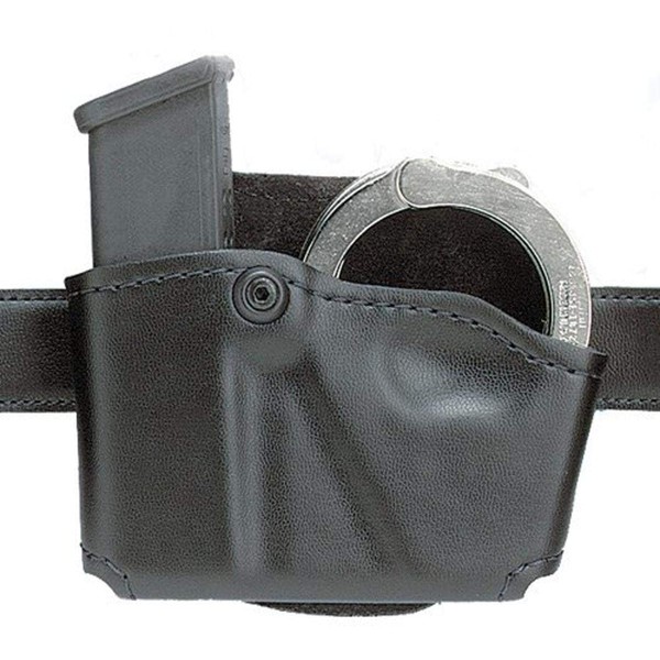 Safariland 573 Government 1911 Open Top Paddle Magazine Pouch with Handcuff Case (Plain Black, Left Hand)