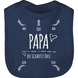 Shirtracer - Baby Bib - Romper Girl & Boy - Papa Du Schaffst das Herz, 1 Navy Blue