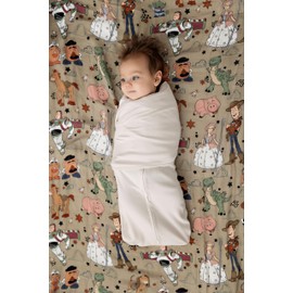 LullaBaby "Double Dream Swaddle: Exclusive Dual Wing Design, Pediatrician-Endorsed, Ultra-Soft Cotton, 0-2 Months, 6-14 lbs - White Sand