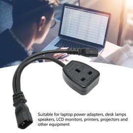 IEC320 Y Splitter Cable, IEC320 C13 UK Plug Female To IEC320 C14 Male 1 in 2 Out Short Power Cable for Desk Lamps, Speakers, Printers
