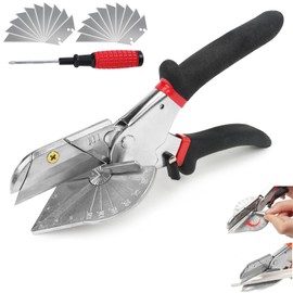 Professional Mitre Scissors 45° - 135°, Angle Mitre Scissors with 20 Replacement Blades (SK5 Steel), Aluminium Handle Cutting Scissors, Trunking Scissors for Precise Cut, Cutting PVC/PE/Leather/Pipes